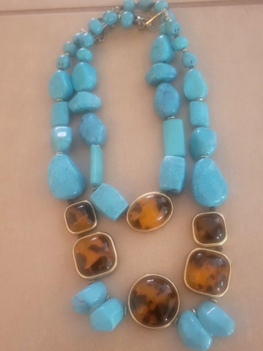Chico’s Turquoise Brown Multi-Strand Statement Necklace